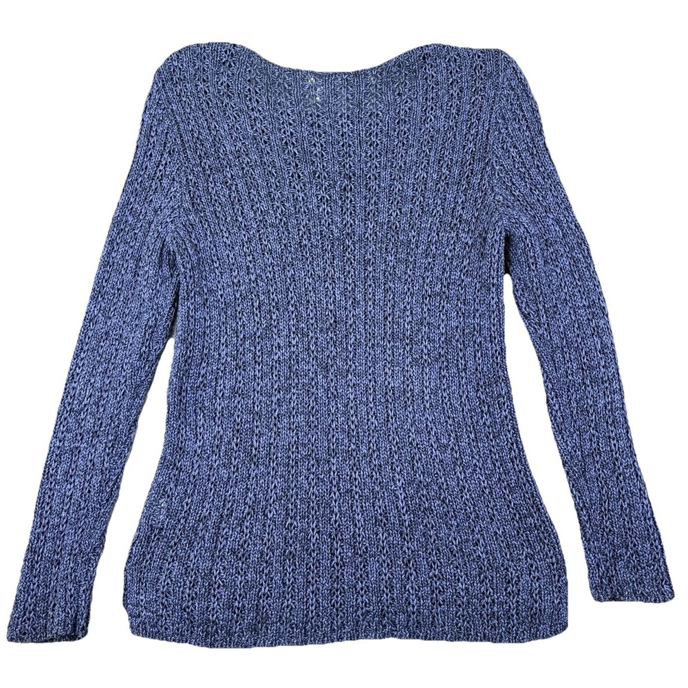 J Jill Sweater Womens Blue Small Open Knit Pullover Lightweight Boho Coastal - Picture 2 of 10